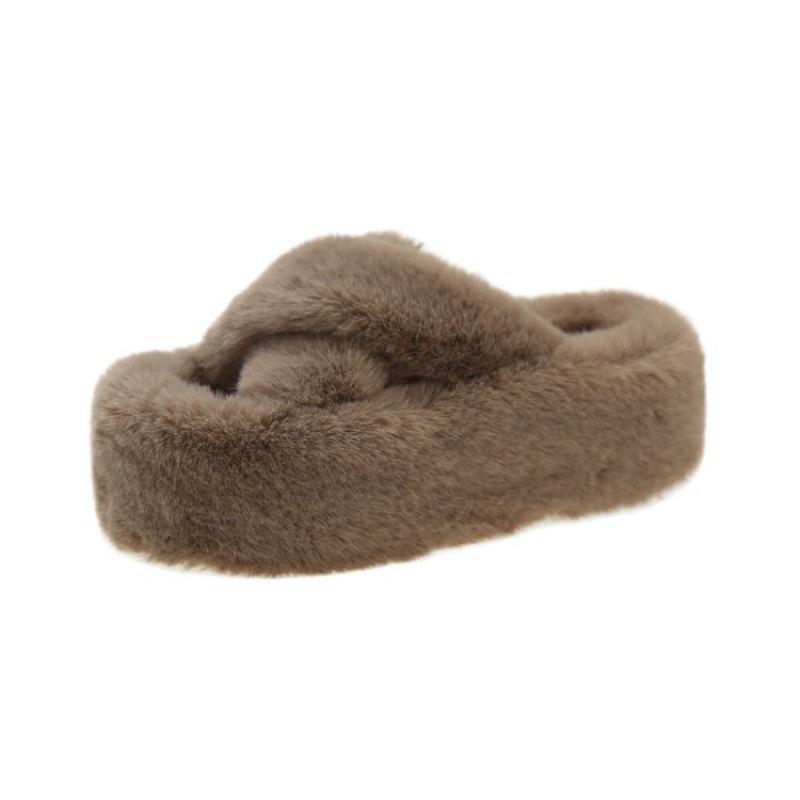 New Style Cross-lace Slippers for Women, Heightening Effect, Cotton Shoes for Autumn and Winter
