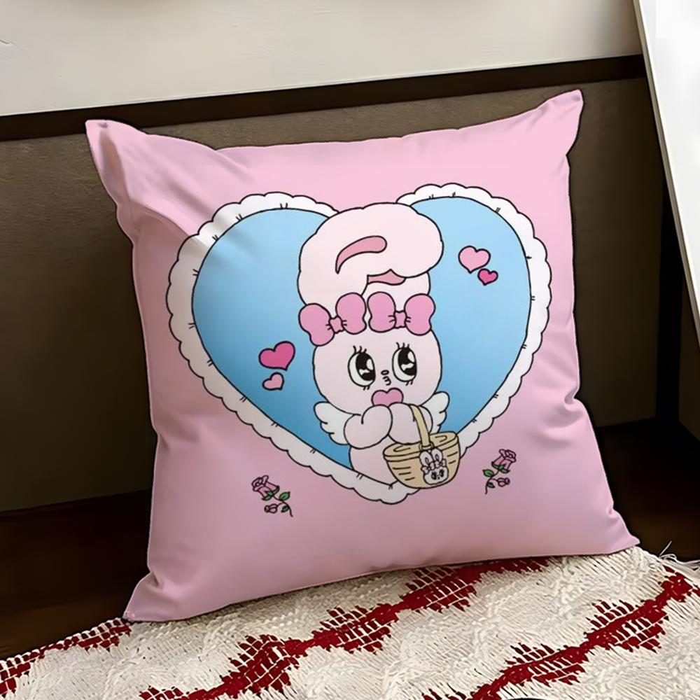 Cute EEsther Bunny Pink Cushion Cover Reversible Soft Durable Pillow Cover Home Car MultiScene Use for Daily Comfort