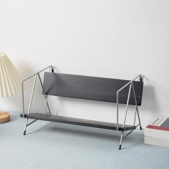 Nordic Retro Bookshelf Bench Style Walnut Storage Rack Desktop Organizer for Magazines Book And Decorations Stylish Home Office Organizer