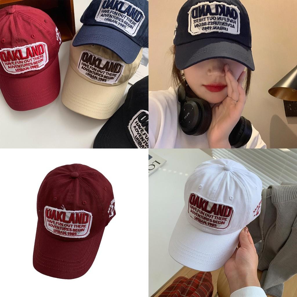 Trendy Vintage Style Baseball Cap For Women Burgundy Wide Brim Cotton Hat