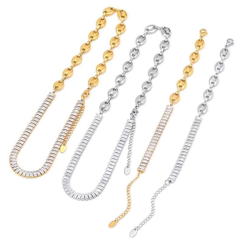 Titanium Steel Pig Nose Clavicle Chain with Zircon Diamonds - Women's High-End Niche Design Necklace