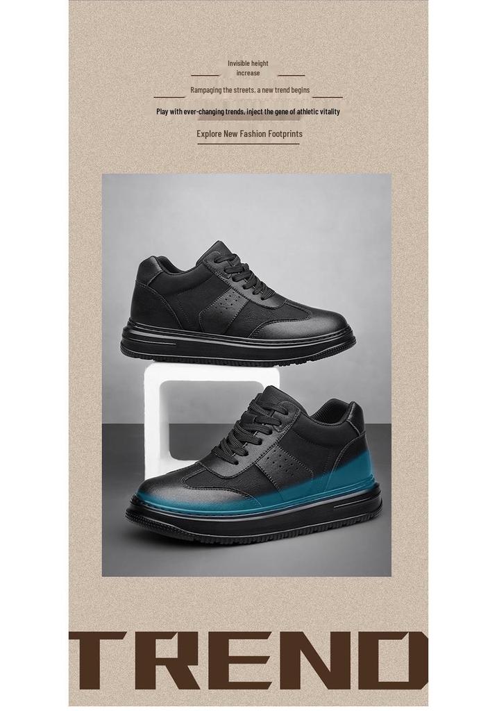 Invisible Height Boost Men's 8cm Breathable Thick Sole Running Casual Dad Shoes, Sports Board Shoes, White.