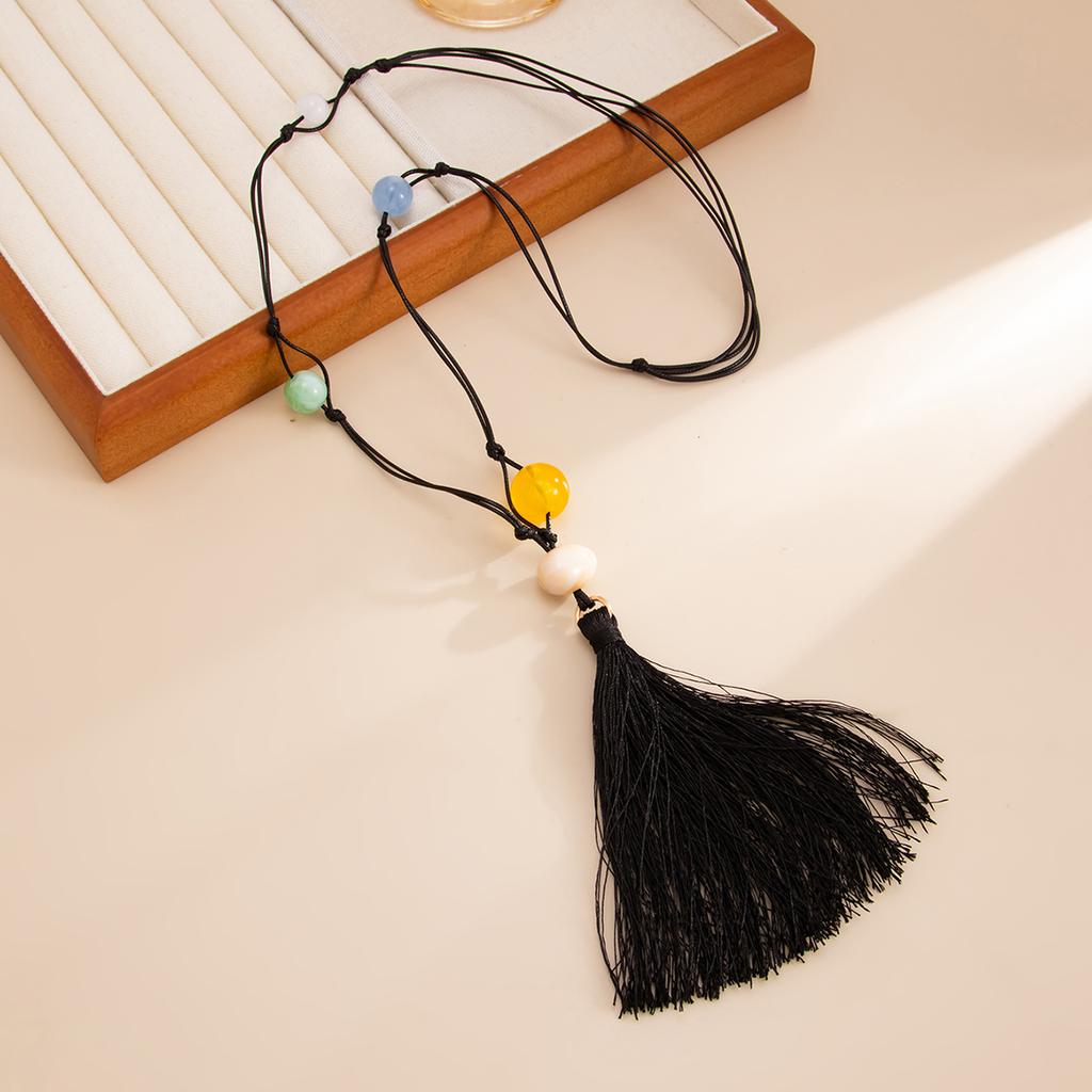 Salircon Bohemia Colorful Resin Acrylic Beads Leather Wax Thread Rope Pendant Choker Necklace for Women 2026 New Fashion Jewelry
