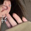 Blauer Zirkon Achtzackiger Stern Anhänger Ohrringe Für Frauen Silberfarbe Stern Quaste Ohrbügel Y2K Schmuck Geschenk