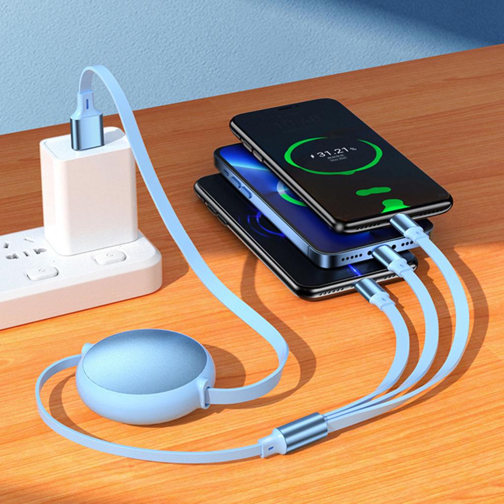 Retractable Multi USB Cable 3 In 1 100w Super Fast Charging Cable with 5 Gear Length for Type-C/Android/IOS Interface