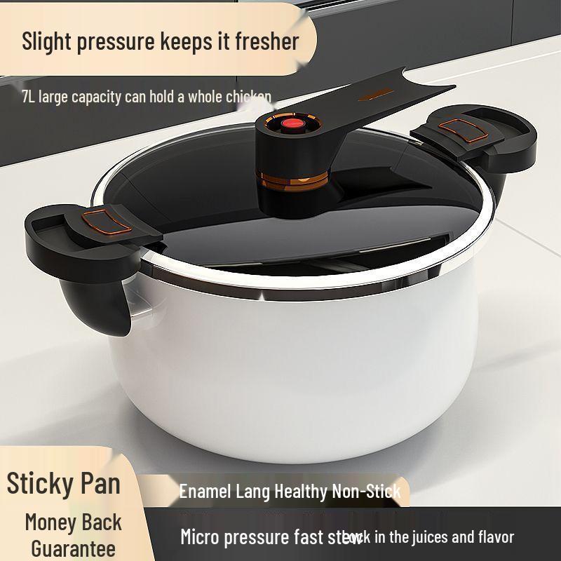 Large Capacity Non-Stick Enamel Pressure Cooker for Gas & Induction Stoves
