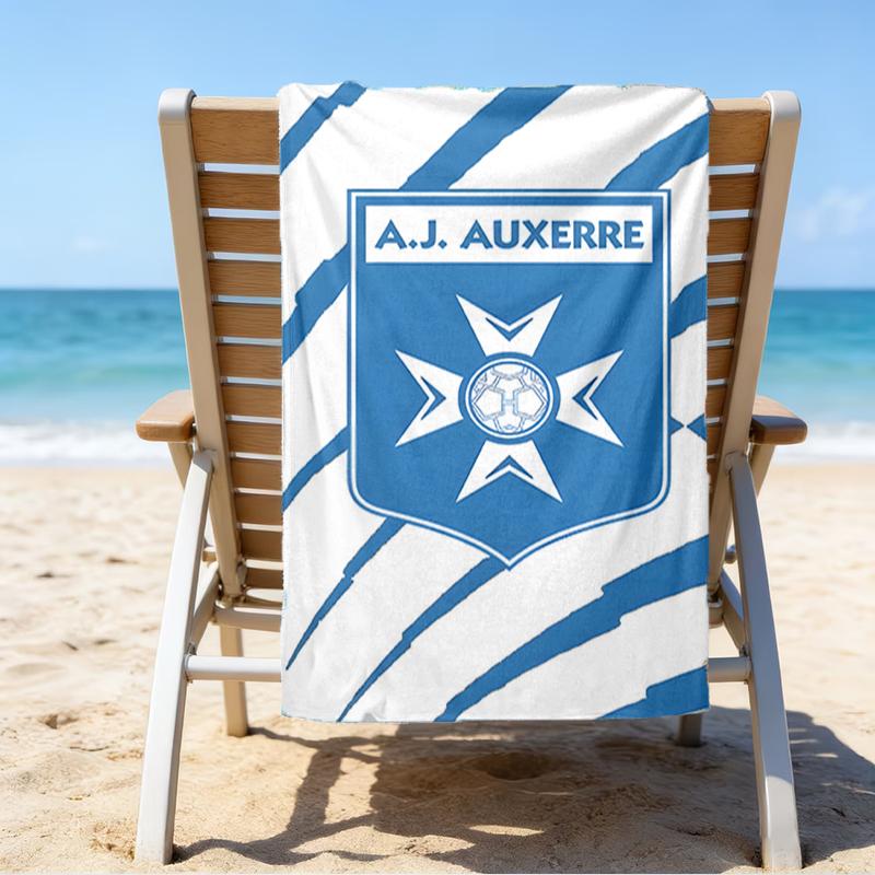 Auxerre Crest Design Beach Towel - Soft, Absorbent Microfiber, Lightweight, Ideal for The Beach, Parties, Travel, Camping Fan Gifts