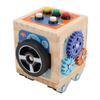 Wooden Activity Cube Board Educational Bus Shape Electronic Switch Simulation Sensory Baby Toy