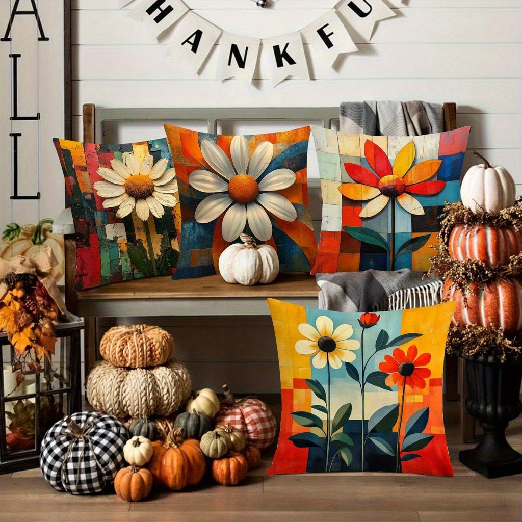 Blumenkunst Ölmalerei Stil Digitaldruck Kissenbezug Kurzer Plüsch Geeignet für Wohnzimmer Schlafzimmer Sofas Dekokissenbezug