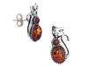 Silver Drop Earrings with Amber Women' Teardrop Studs Silver 925
