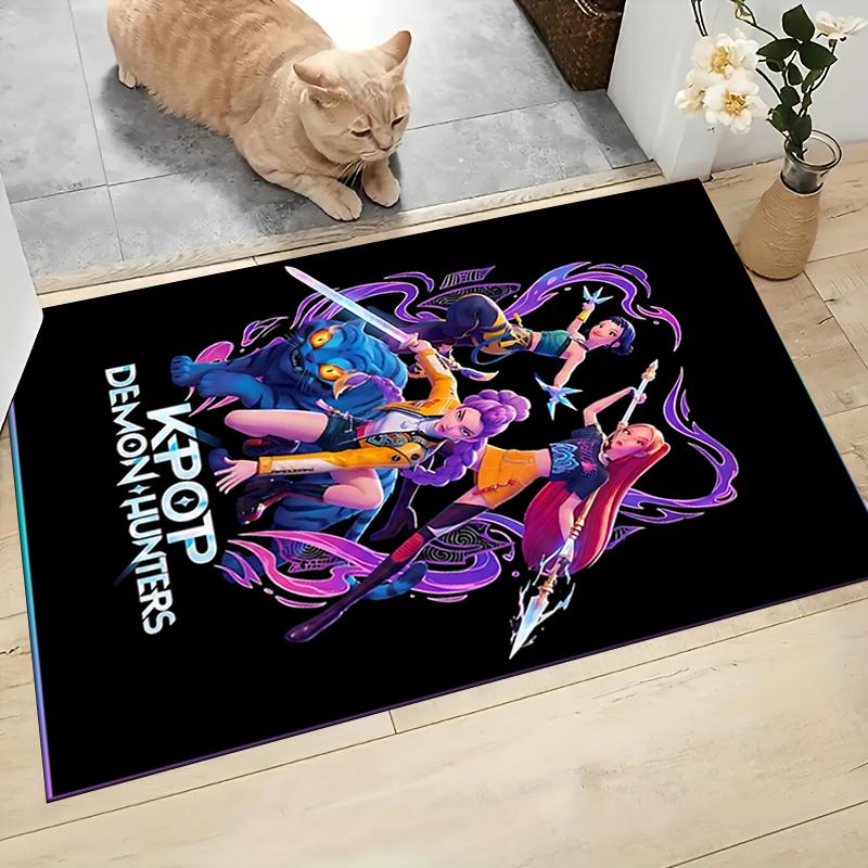Kpop Demon Hunters Carpet Rug Soft Washable Antislip Home Living Room Sofa Mats Personalized Christmas Rug