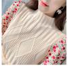 Autumn Sweater Dresses for Women Winter Splicing Pullover Bandage Slim Knitting Dress Sweet Corduroy Floral Print Dress