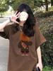 Women's Plus Size Bear Print Half Sleeve Cotton T-Shirt - Retro Summer Trend