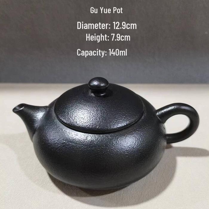 Special Clearance: Black Pottery Teapot Set - Japanese Retro Coarse Ceramic, Anti-Scald, Side Handle, Kung Fu Style