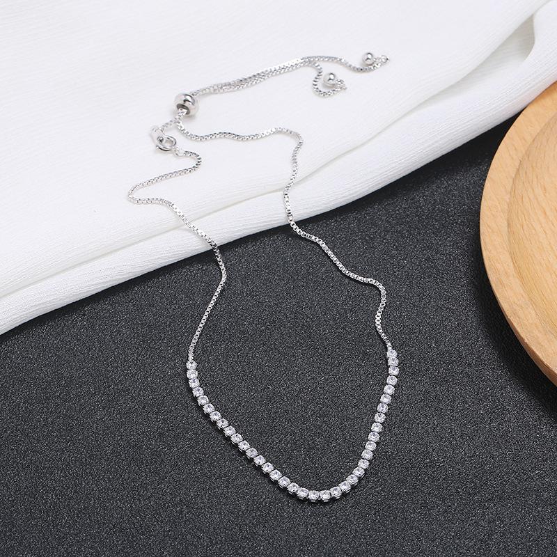 

High-end shiny crystal zircon necklace women s versatile short collarbone chain Internet celebrity fashion temperament pendant jewelry