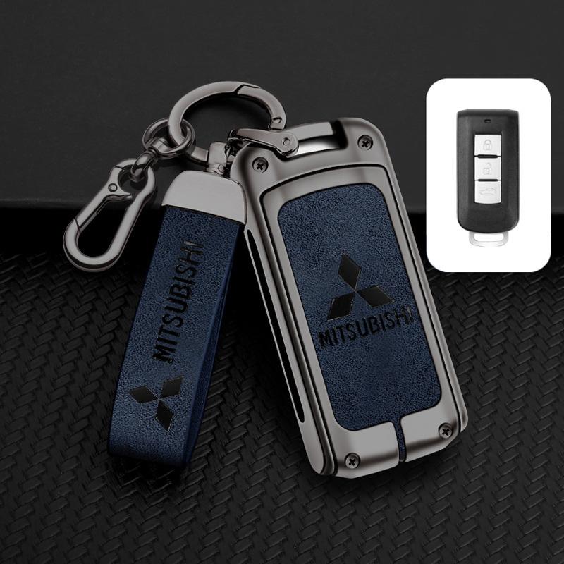 Leder Auto Schlüsselanhänger Hülle Keyless Schale für Mitsubishi Outlander Lancer Eclipse Mirage Xpander ASX Pajero Eclipse Cross Montero
