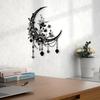 1pc Gothic Moon Flower Metal Wall Art Powder Coated Iron Mural Statue for Bedroom Halloween Decor Gift for Gothic Enthusiasts