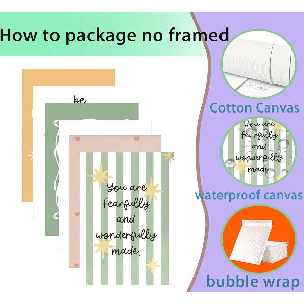 6Pcs Colorful Bible Verse Canvas Wall Art Christian Girls Education Posters Prints Children's Bible Pirational Quote Wall Decor Pictures for Nursery