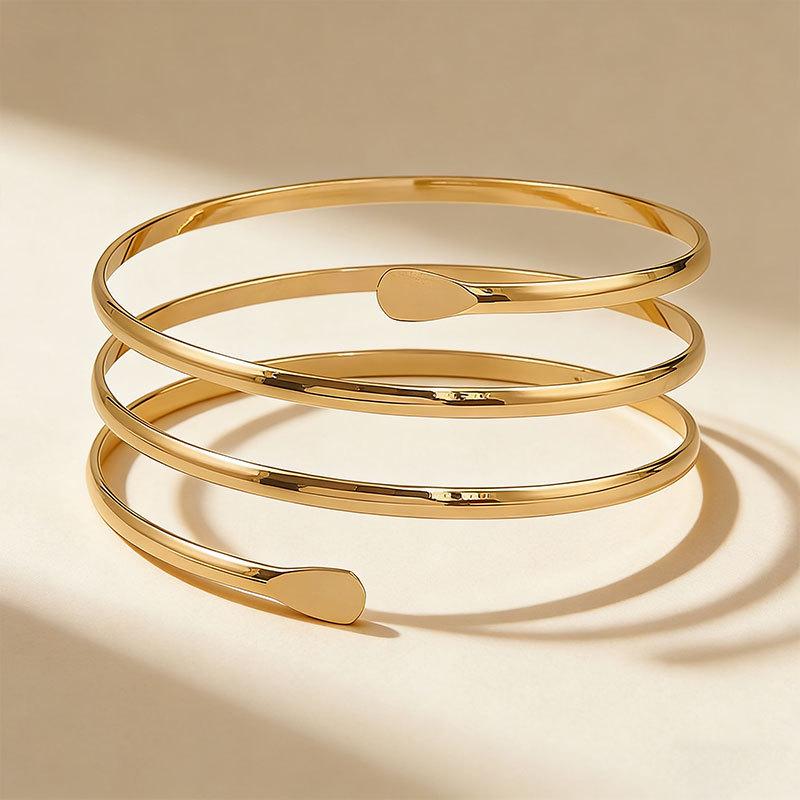 European & American Hollow Three-Layer Metal Arm Cuff - Punk Style.