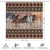 Rustic Aztec Horse 4 Pieces Shower Curtain Set,Boho Abstract Tribal Farmhouse Western Desert Horse Non-Slip Rugs Toilet Lid Cover Bath Mat and
