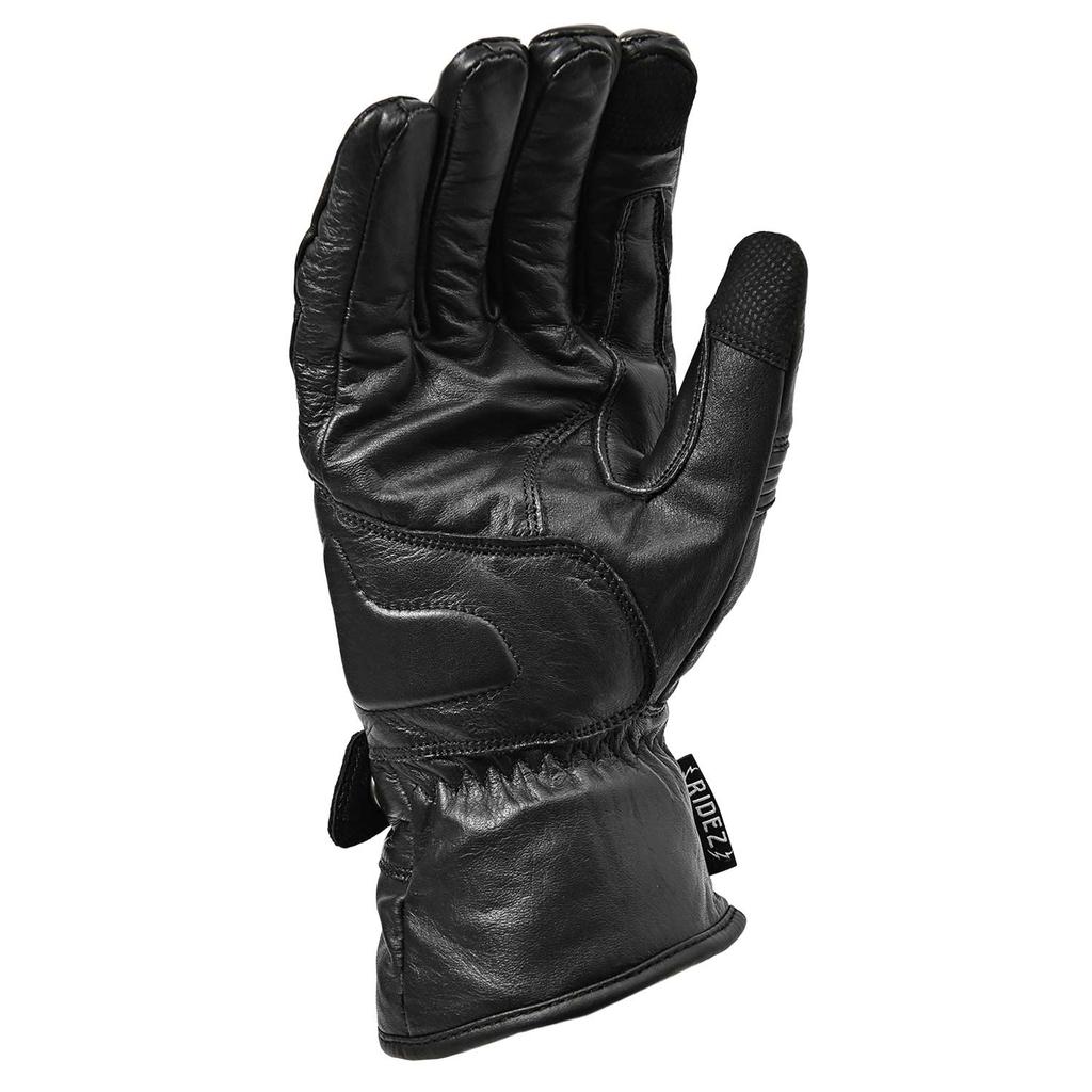 RIDEZ Winter Motorcycle Fleece and Genuine Cowhide Stylish American Long Smartphone Gloves, Leather, Style, Sleeve, Compatible, Black, RWG06-BK-XL