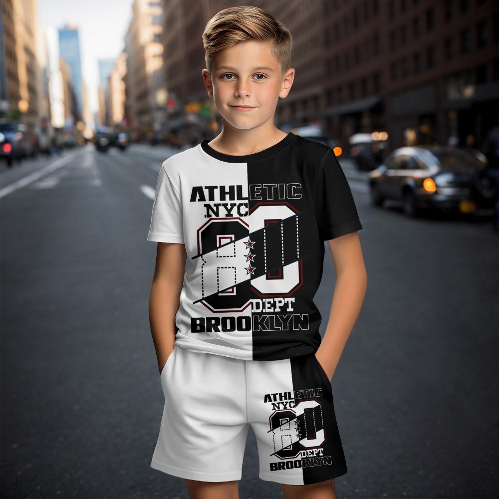 Летний костюм из футболки с коротким рукавом и шорт для детей, малышей, младенцев, детская одежда, 3D мультяшный принт, модный для мальчиков, девочек, дышащий 100