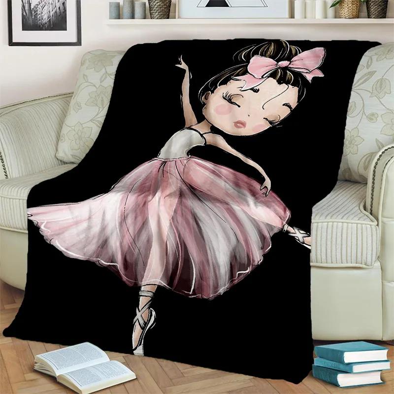 Cute Ballet Girl Ballerina Fairy Cartoon Blanket,soft Throw Blanket for Home Bedroom Bed Sofa Picnic Office Cover Blanket Kids