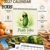 Thick Paper Monthly Organizer Pickle Wall Calendar 2027, Funny Pickled Cucumber Illustrations 12 Creative Art Planner Month Planner, Spiral