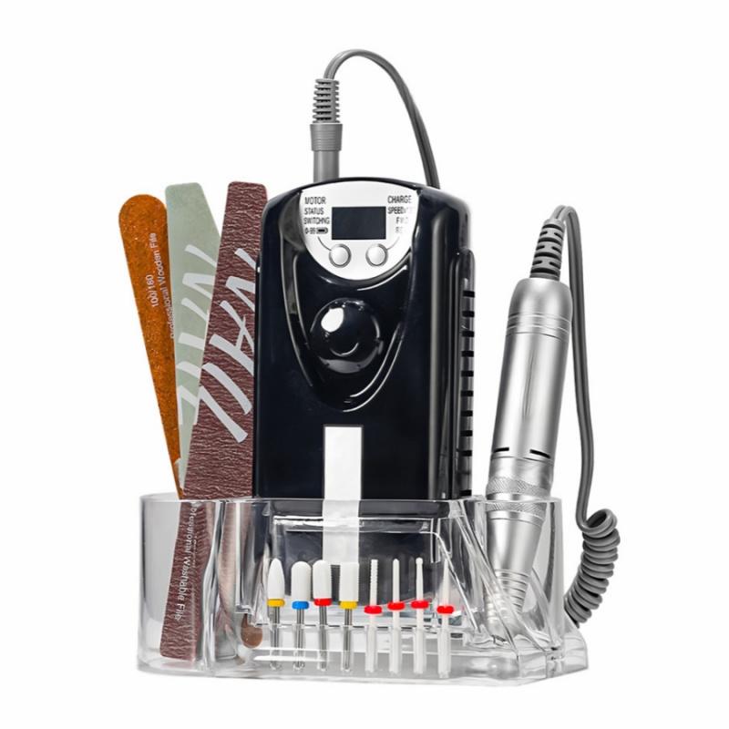 1pc Nail Drill Storage Box Grinding Head Storage Box Transparent Desktop Display Stand Nail File Makeup Brush Organizer