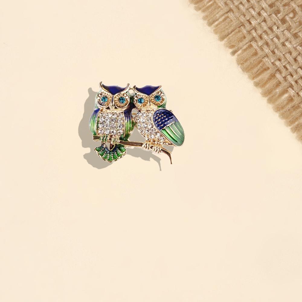 Owl-shaped Brooch Universal Animal Diamond-inlaid Alloy Corsage Pin Trendy Versatile Clothes Scarf Backpack Accessories Brooch