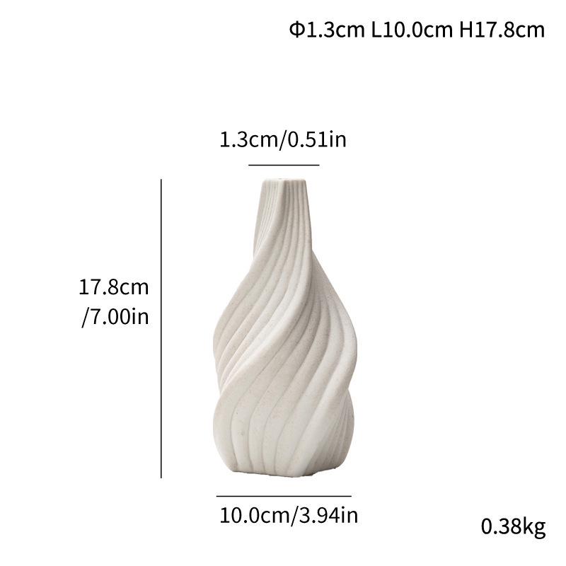 Modern Conical Ceramic Vase, Minimalist Vertical Stripe Design, Light Luxury Ornamental Decor
