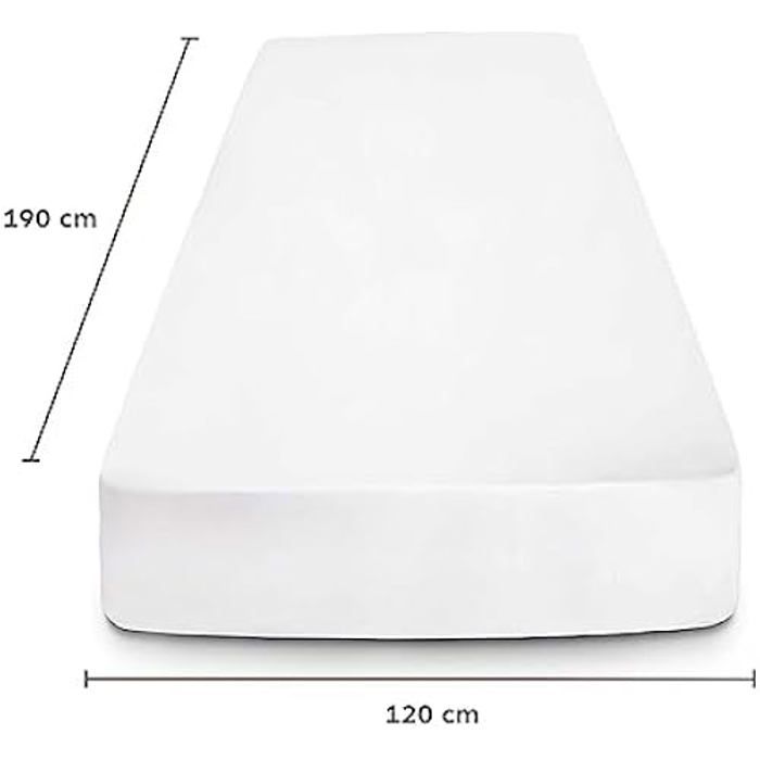 Drap housse flowen 120x190 cm en microfibre blanc avec coins élastiqués pour matelas 30 cm haut