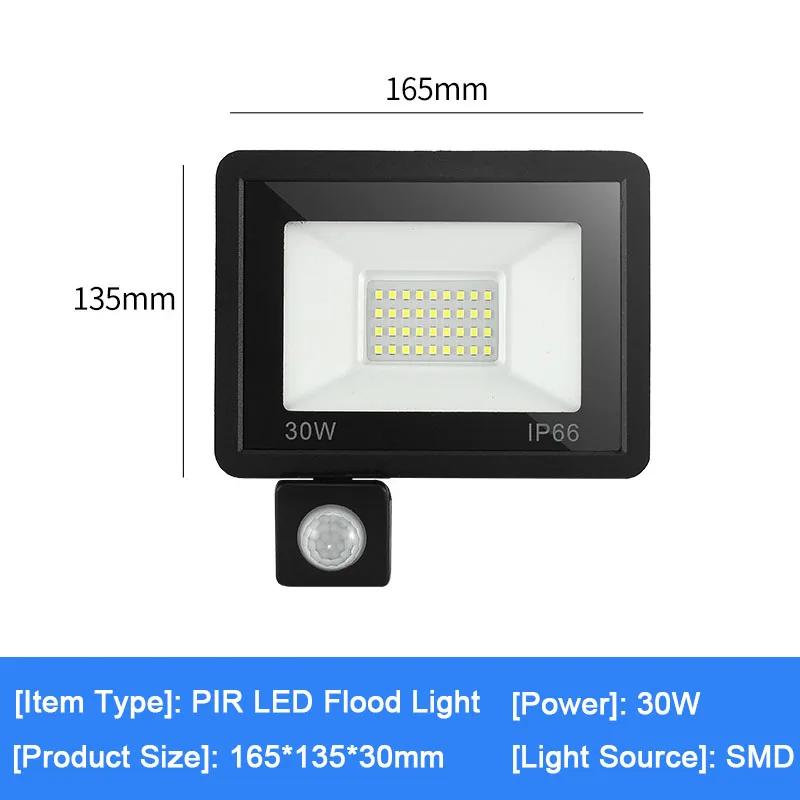 LED Floodlight Waterproof Spotlight 50W 100W 150W Reflector Outdoor Garden Street Light PIR Motion Sensor Wall Light AC 220V