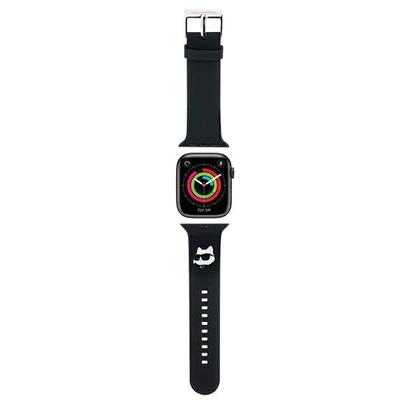 Karl Lagerfeld Pasek Klawlslcnk Apple Watch 42/44/45/49Mm Czarny/Black Strap 3D Rubber Choupette Head