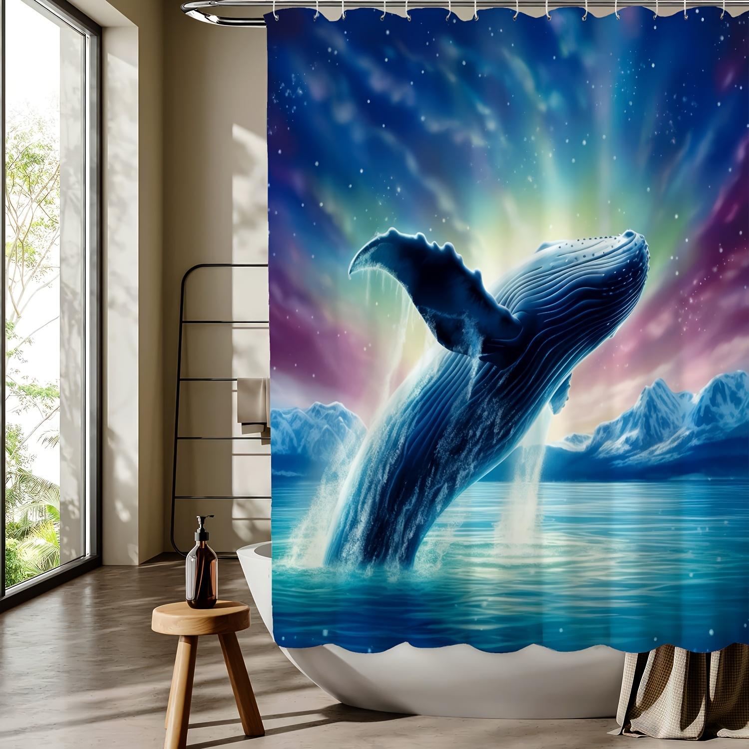 

Whale Glacier Aurora Digital Printed Shower Curtain - Reversible Polyester, Machine Washable, With Hooks For Bathroom/Home Decor W60H190(CM)-1 Pcs