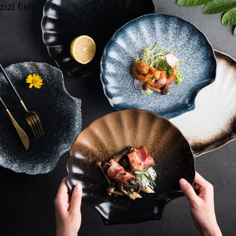 Shell Ceramics Dinner Plate Sushi Plates Fruit Bowl Dessert Plate Dim Sum Dish Salad Bowl Sashime Plates Decorative Bowls Tray
