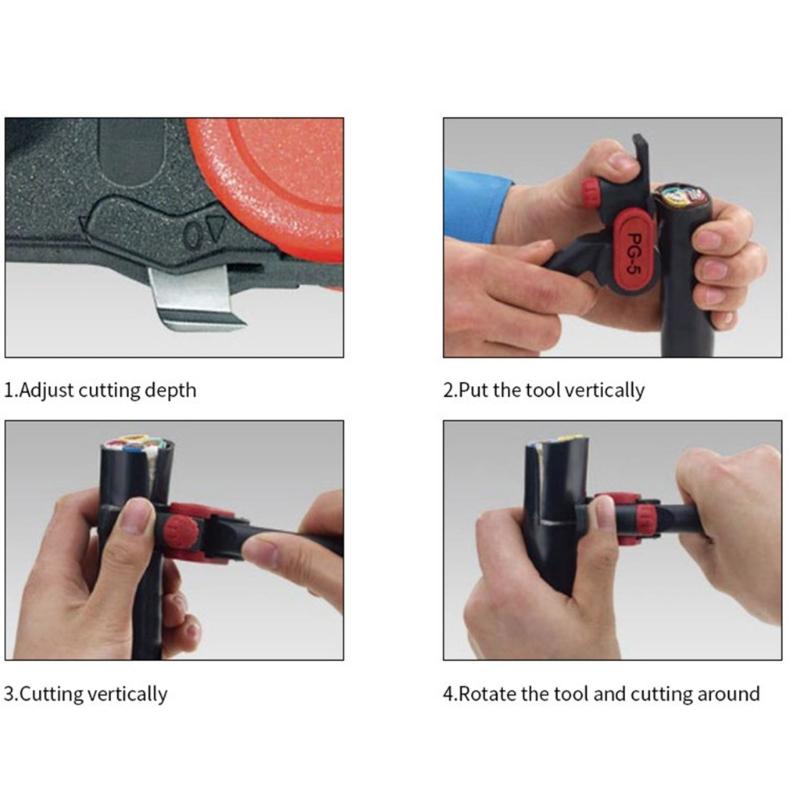 PG5 Cable Stripper Stripping Tool Ratchet Wheel Type For 25mm Round Peeling Cutter Stripping with Ergonomic Handle Plier