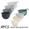 4Pcs Classic Mixing Bowls Set Plastic Reusable Nesting Mixing Bowls with Pour Spout and Handle Non-Slip Kitchen Cooking Utensils