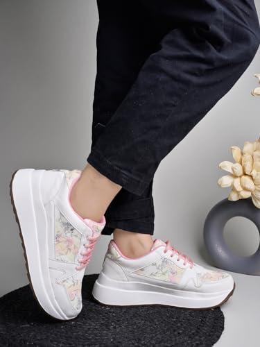 Shoetopia Women S Block Heel Sneakers Pink 7 UK розовый