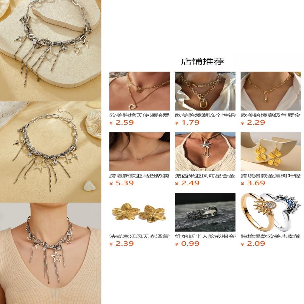 Dazzling Rhinestone Choker Necklace For Women Heart And Star Designs Fashion Accessory