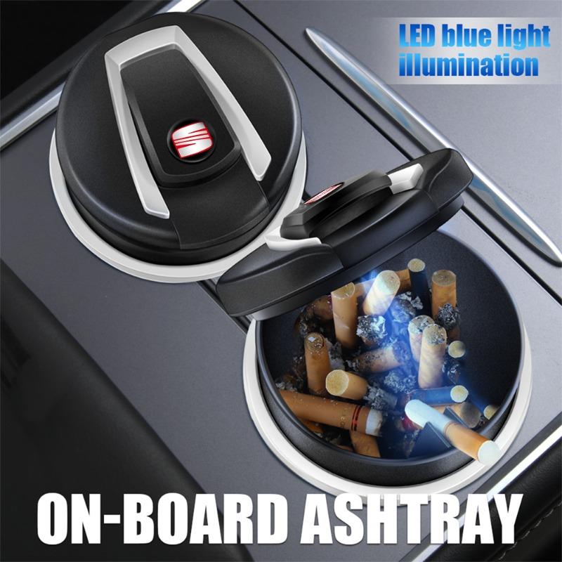 Car LED Portable Multifunctional Ashtray Car Accessories for SEAT Leon FR 5 6 Alhambra MK3 MII Altea 5F Ibiza Toledo Cordoba