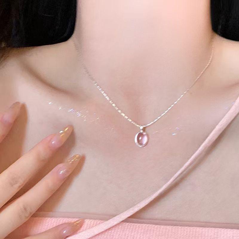 Różowy Eliptyczny Naszyjnik Kropelka Wody Dla Kobiet Biżuteria na Przyjęcie Weselne Elegancki Damski Choker na Szyję