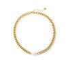 Stainless Steel Cuban Chain Necklace for Women, Non-fading, Premium Style, Elegant Pearl Pendant Neck Chain