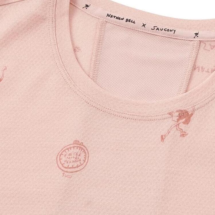 SAUCONY Nathan Bell Series Fashion Simple Pullover Short Sleeve T-Shirt Women Tops Pink SA1259ST42C-PR244