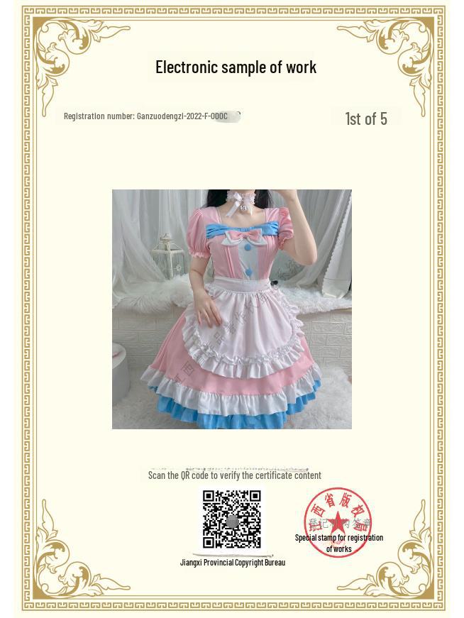 Café Style Cute Lolita Maid Outfit - Pink & Blue Bow Dress for Women