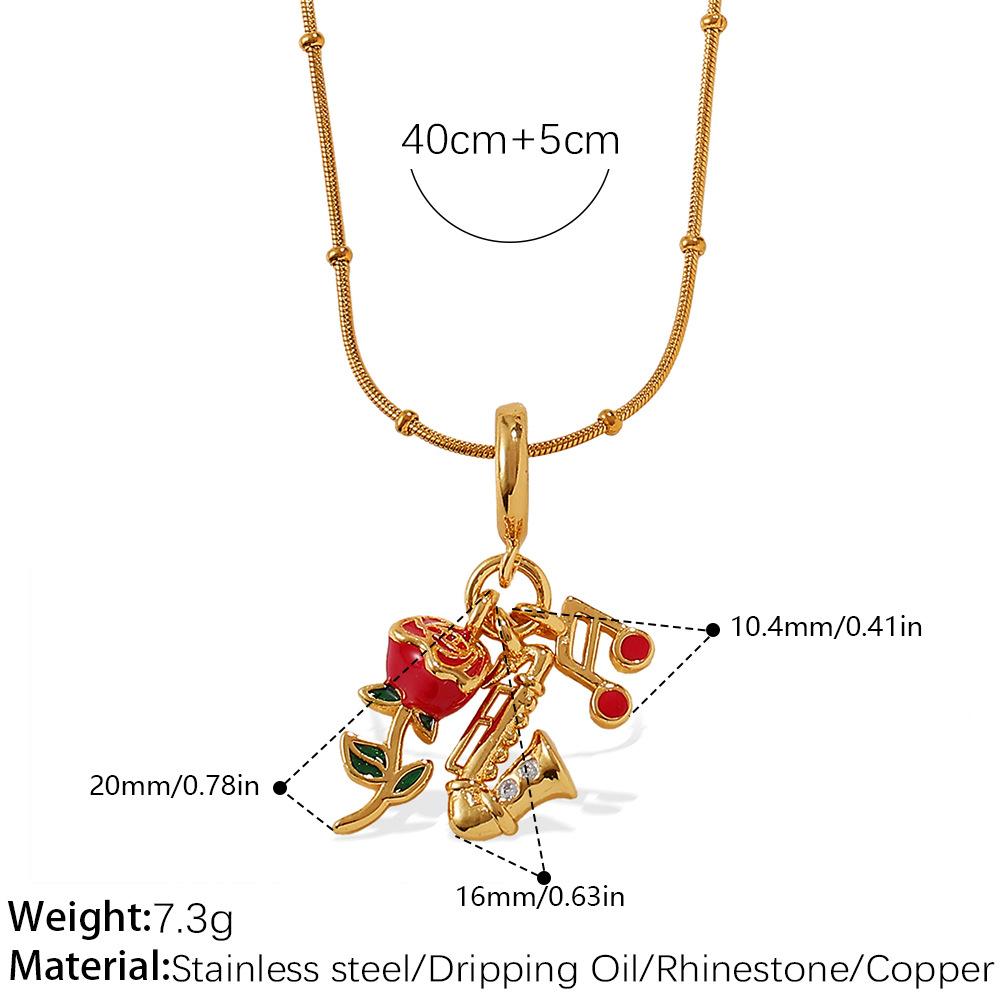 Retro Style Cartoon DIY High Heels Pendant Necklace Stainless Steel Gold-plated Premium Versatile Jewelry Women