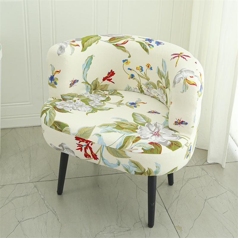 Large Curved Chair Seat Cover Elastic Low Backrest Chair Cover Universal Makeup Stool Cover Living Room Bedroom Lazy Sofa Covers
