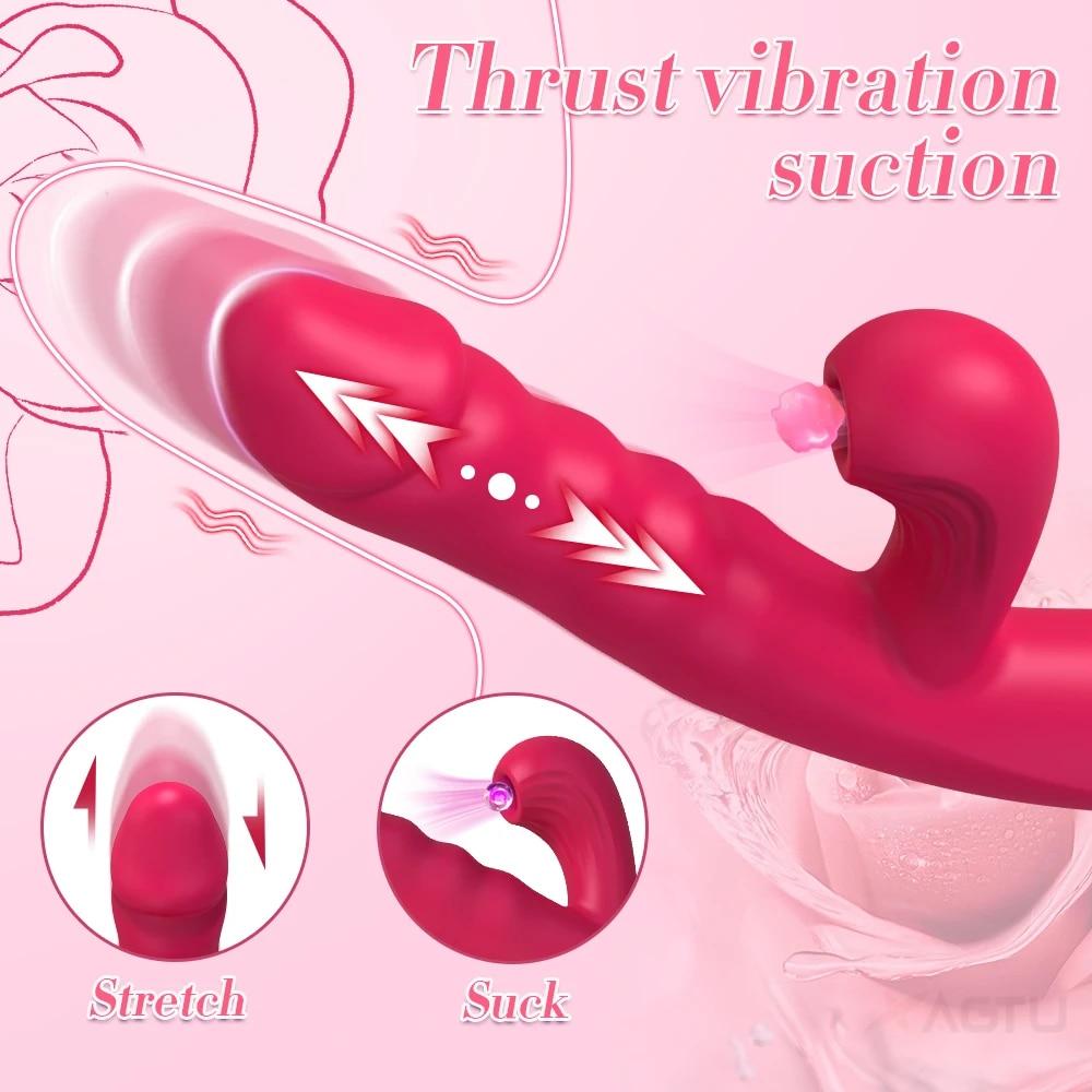 Sucking Dildo Thrusting Vibrator with Female Masturbation Clit Sucker Clitoris Vacuum Stimulator Adult Goods Sex Toys for Women