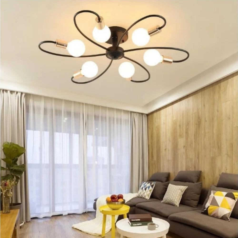 E27 Ceiling Lamp Modern Decor Home Lighting Fixture Retro Industrial Chandelier Wrought Iron LED Decoration Pendant Lights