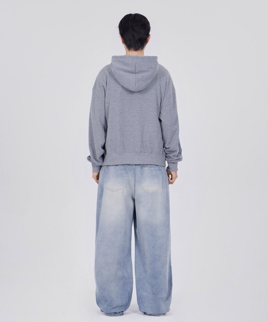 Glw Waffle Crop Zip-Up Hoodie Knit Gray